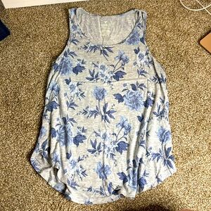 Blue & Grey Floral Tank Top